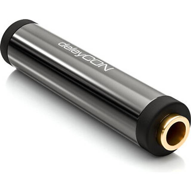 deleyCON Adapter för Stereoljuduttag - 3,5mm Uttag Till 3,5mm Uttag - Metall - Guldpläterad - Svart