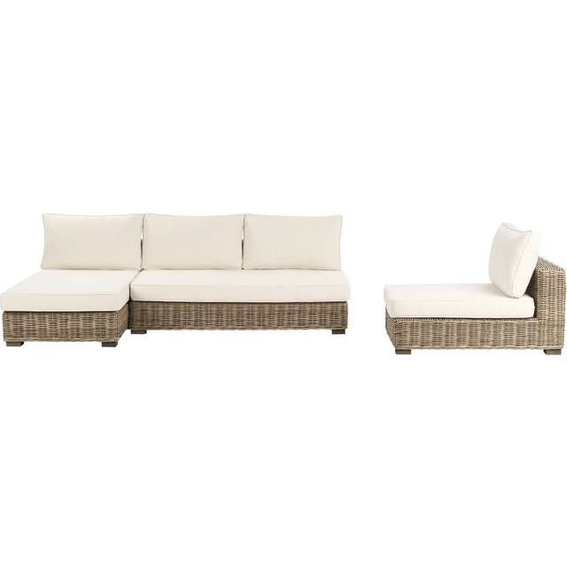Beliani Garden Lounge Set With Table 4 Seater Varallo Right Hand Modular Rattan Grey, White