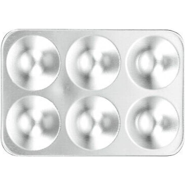 4pcs paint palette tray 5" x 3.4" 6 wells aluminum rectangle paint mixing pallet