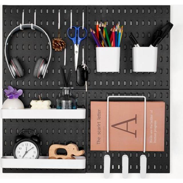 VEVOR Pegboard Combination Kit 11 x 11" Plastic Pegboard 4 Panels for Home Black