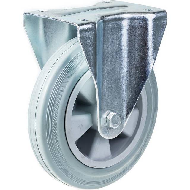 "200mm 8"" castor grey rubber tyre fixed strong 205kg capacity"