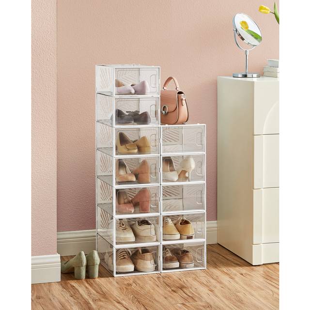 12 Pair Stackable Shoe Storage Box - White (12)