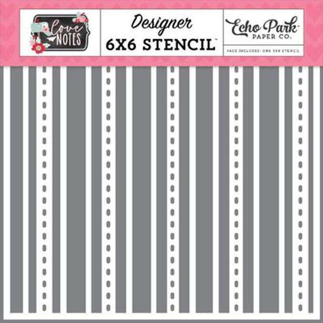 "Echo Park Stencil 6""X6""-Smitten Stripes, Love Notes LN344035"