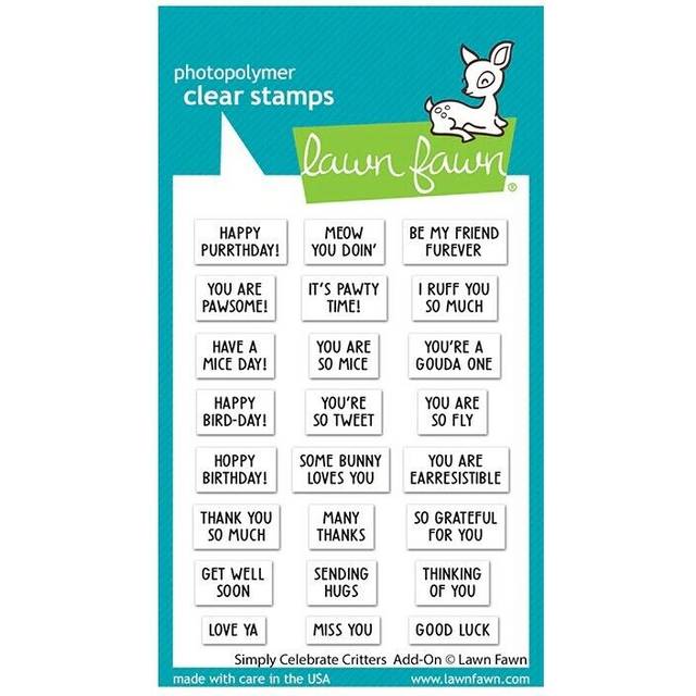 "Lawn Fawn Clear Stamps 3""X4""-Simply Celebrate Critters Add-On -LF2862"