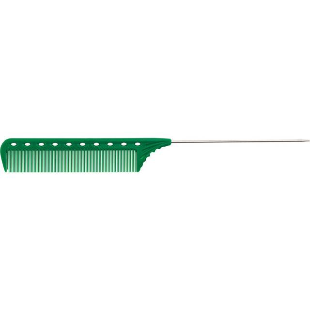 (Green) YS Park 112 Fine-Toothed Metal Tail Comb (220 mm)