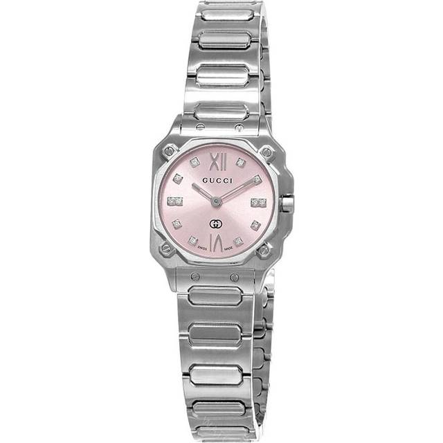 GUCCI G-Flat Quartz 24MM Diamond Accent Pink Dial Women's Watch YA166501 - 24 mm