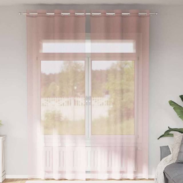vidaXL Voile Curtains with Grommets 2 pcs Light Pink 140x260 cm