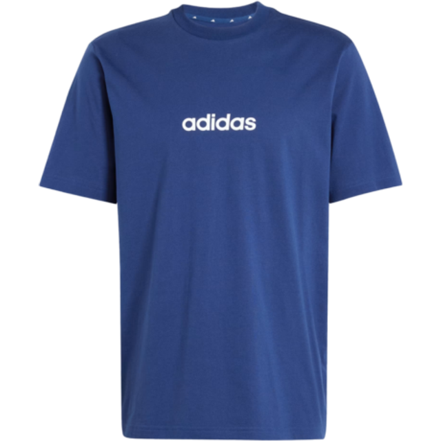 adidas Sportswear Mens Essentials Linear Single Jersey T-Shirt - Blue, Dark Blue/White, Size S, Men