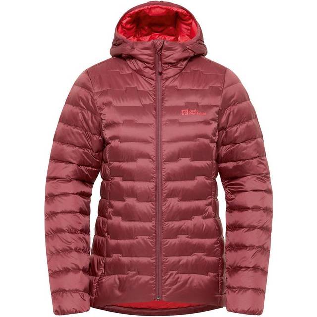 (M, Red Ochre) Jack Wolfskin Womens 2024 Passamani Down Water-Repellent Hooded Jacket
