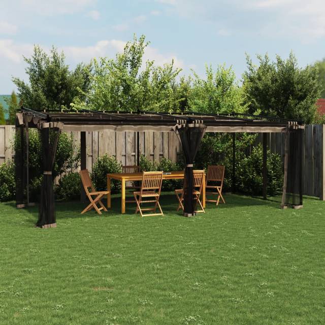 Cedriana Aluminum Soft-top Gazebo - Taupe (230cm H x 598cm W x 297cm D)