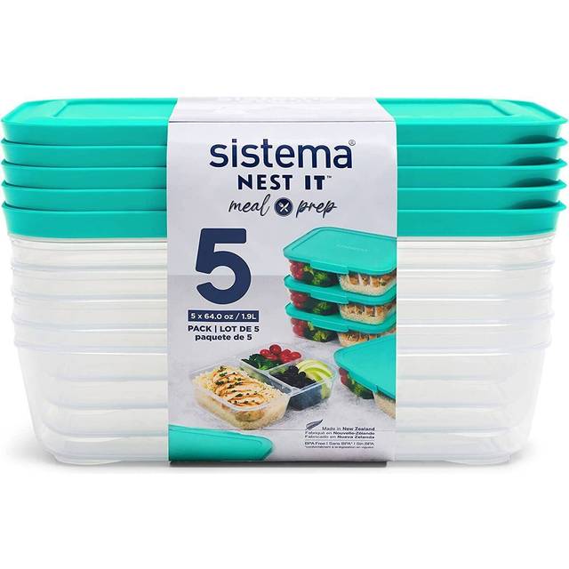 NEST IT Meal Prep Containers | 1.9 L | Airtight Food Storage Containers with Compartments & Lids | BPA-Free | Recyclable with TerraCycle | Green | 5