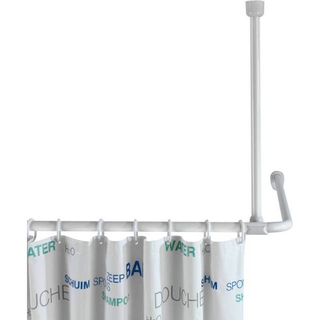 Wenko 19213100 Ceiling support for telescopic shower rail 57 cm length, Metal Aluminium, White