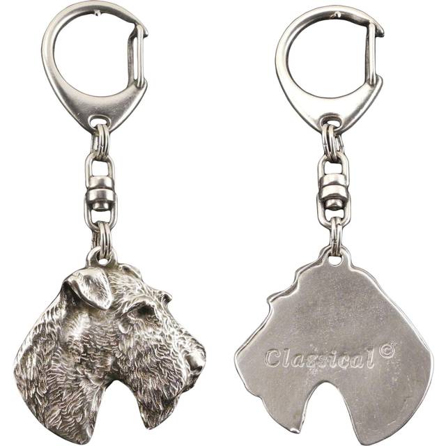 Fox Terrier Wire - Silver-plated key ring with a dog in a gift box, handbag decoration, backpack pendant by Art-Dog brand silver