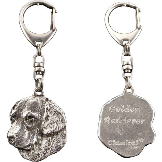 Golden Retriever - Silver-plated key ring with dog, handbag decoration, backpack pendant by Art-Dog brand silver