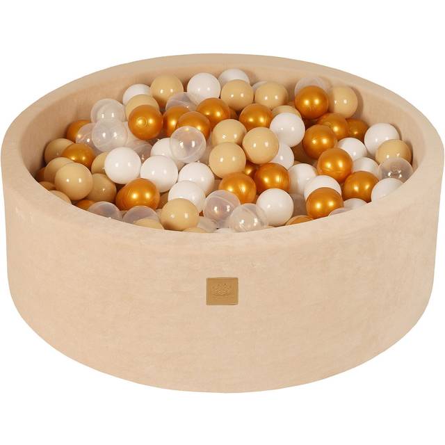 Round Ball Pit MeowBaby® Velvet, Ecru 90x30 cm