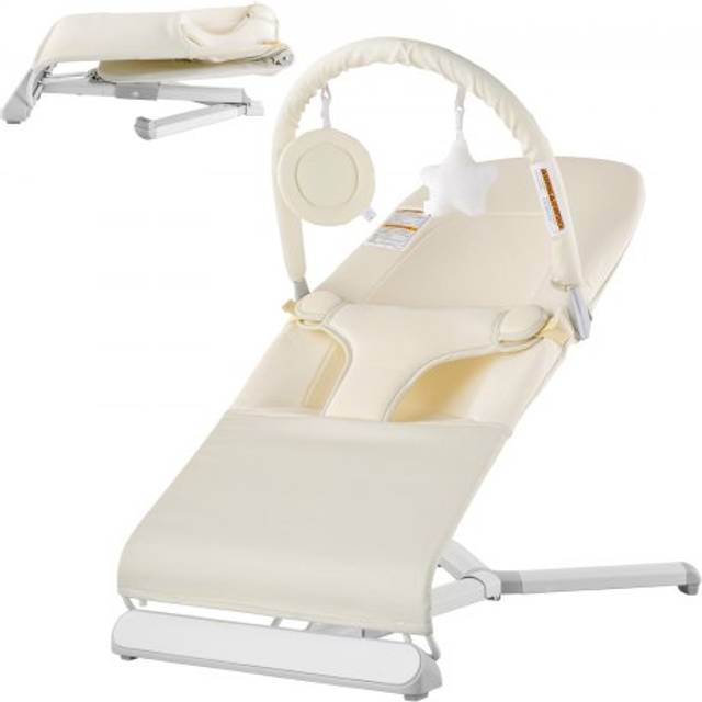 VEVOR Baby Bouncer  Folding Bouncer Seat for Babies 0-9 Months  Baby Bouncer with 2 Reclining Angles & Rotatable Toy Bar  Portable Baby Bouncer Seat w
