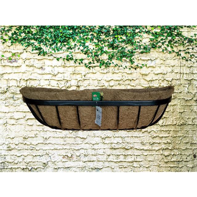 Large Wall Trough Planter With Coco Liner 30Inch Wrought Iron Basket