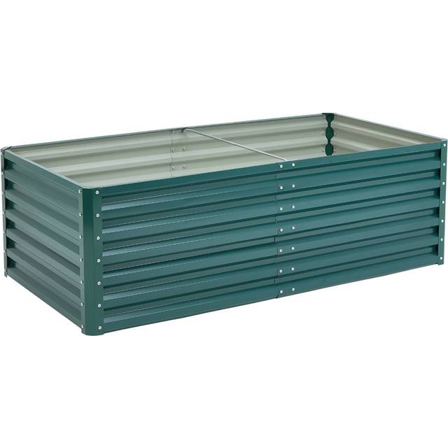 Living and Home Dark Green Zinc Steel Deep Rectangular Raised Garden Bed 180 x 57cm - 57 x 180 x 90cm