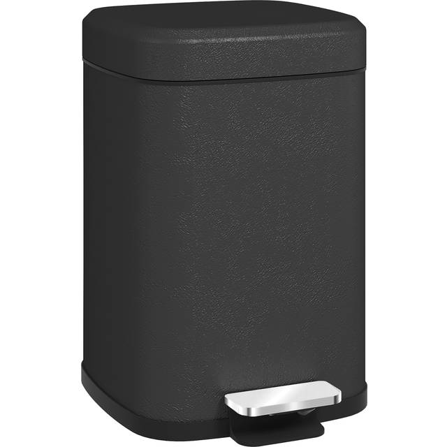 HOMCOM 12L Kitchen Pedal Bin - Metal Rubbish Bin with Soft-close Lid - Light Blue | TJ Hughes Black