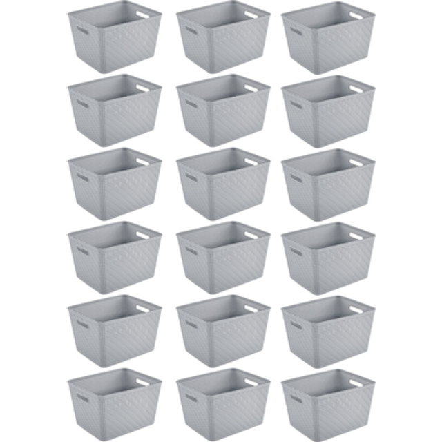 Sterilite 18 Pack Plastic Storage Bin Organization Containers  Tall Baskets  Cement