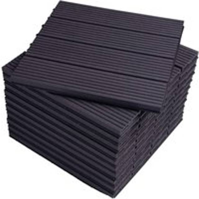 Woltu - 11x wpc Decking Tiles Garden Patio Balcony Interlocking Composite Decking Floor Anthracite