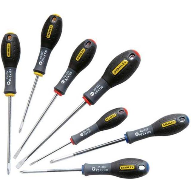 Stanley Tools 0-65-438 + FMHT0-62688 FatMax Screwdriver PH/PZ/Flared/Parallel Set of 7 & Stubby Ratchet Screwdriver