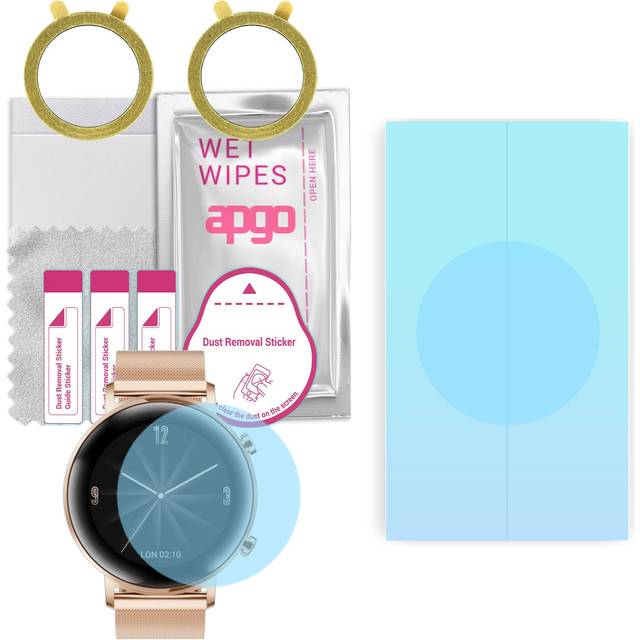 2x apgo HD HQ FLEX Ultra-Clear Screen Protector for Huawei Watch GT 2 Elegant BT 42mm, Hydrogel Film, Flexible, Soft TPU with positioning layer easy i