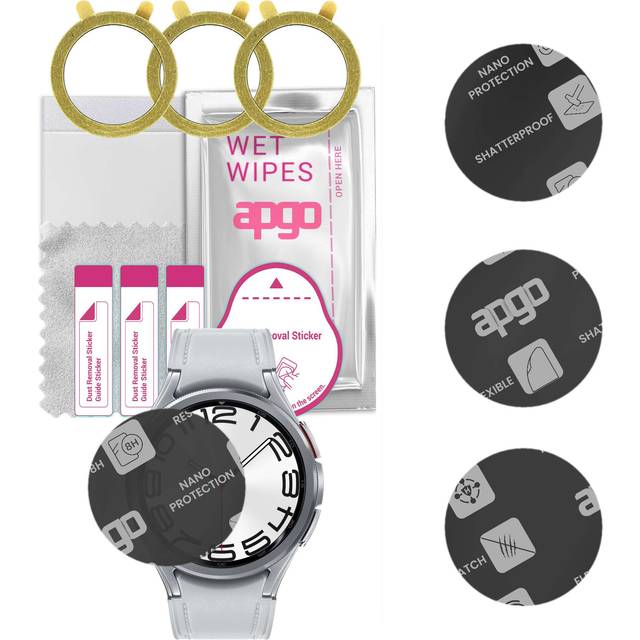3x apgo MATTE Hybrid protective glass compatible with Samsung Galaxy Watch Classic 6 47mm, flexible nano glass, great replacement for tempered glass,