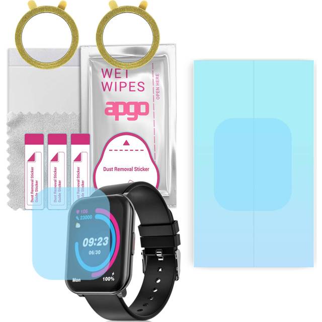 2x apgo HD HQ FLEX Ultra-Clear Screen Protector for Niceboy X-fit Watch 2, Hydrogel Film, Flexible, Soft TPU with positioning layer easy installation