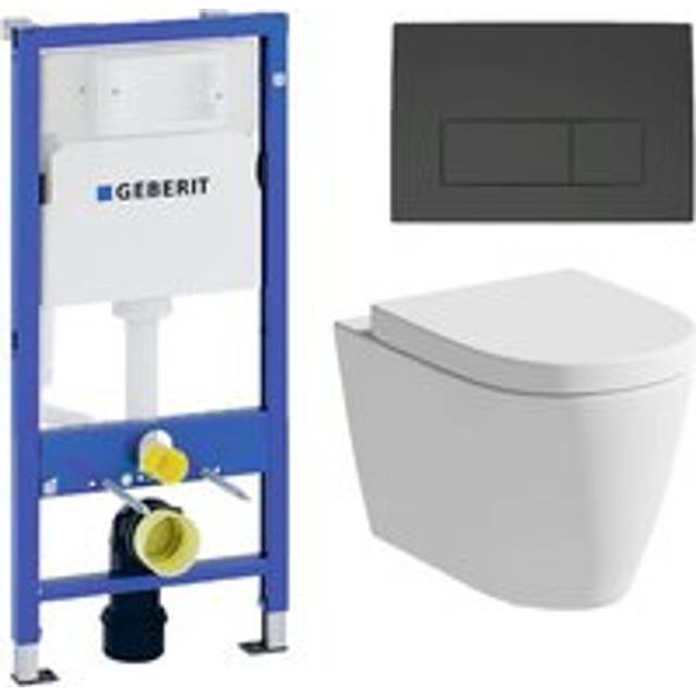 Rimless Wall Hung Toilet Pan wc Soft Close Seat Geberit Concealed Cistern Frame