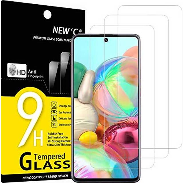 NEW'C Pack of 3, Glass Screen Protector for Samsung Galaxy A71, Note 10 Lite, Anti-Scratch, Anti-Fingerprints, Bubble-Free, 9H Hardness, 0.33mm U