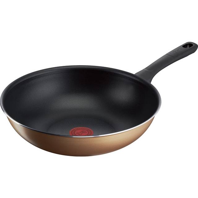 Tefal Deep For Gas Fire Free of Harmful Substances such as Gold Wok B58619 [Online Only] Stir-Fry Pot, 28cm, Wok, Only, PFOA, Non-stick, Long-lasting gyllene