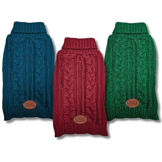 Hugglepets legacy dog cable knit jumper - cosy winter fleece sweater puppy coat