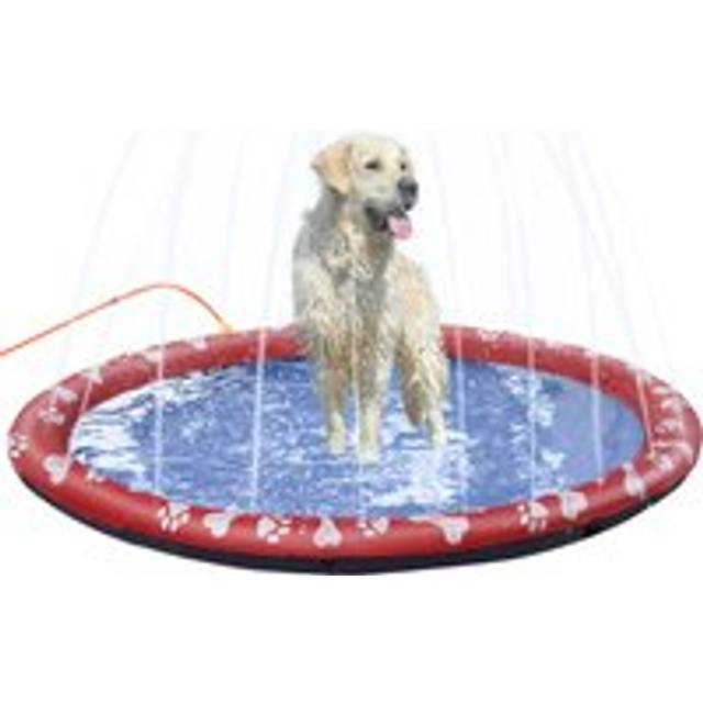 PawHut 170cm Splash Pad Sprinkler for Pets Dog Bath Pool Water Game Mat Toy Non-slip Outdoor Backyard Red