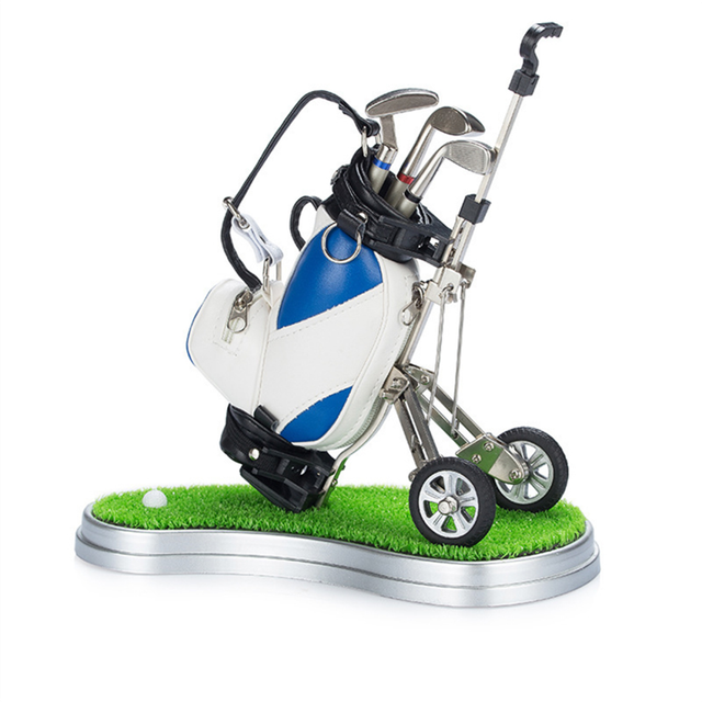 Mini Golf Pen Holder Desktop Decoration Office Supplies Decor Blue