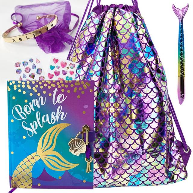 Life is a Doodle Diary with Lock and Key - Mermaid Gratitude Journal for Empowering Hearts & Minds - Self Expression Daily Journal Notebook with Lock
