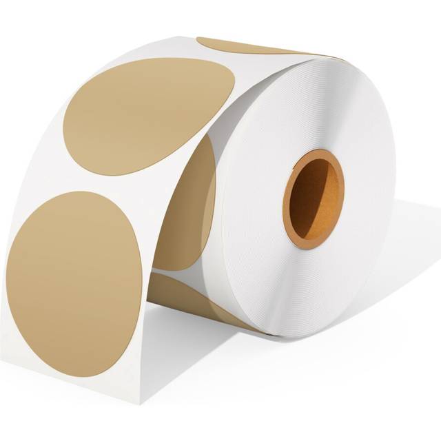 MUNBYN 50x50mm Kraft Circle Thermal Sticker Labels, Self-Adhesive Round Direct Thermal Labels, Multi-Purpose Roll Sticker Labels for DIY Logo Design,