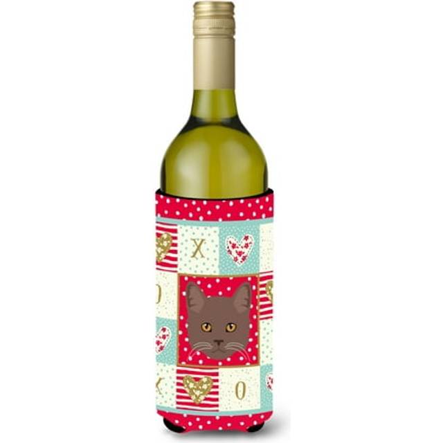 Caroline's Treasures CK5178LITERK York Chocolate Cat Love Wine Bottle Hugger, Red Bottle Cooler Sleeve Hugger Machine Washable Collapsible Insulator B
