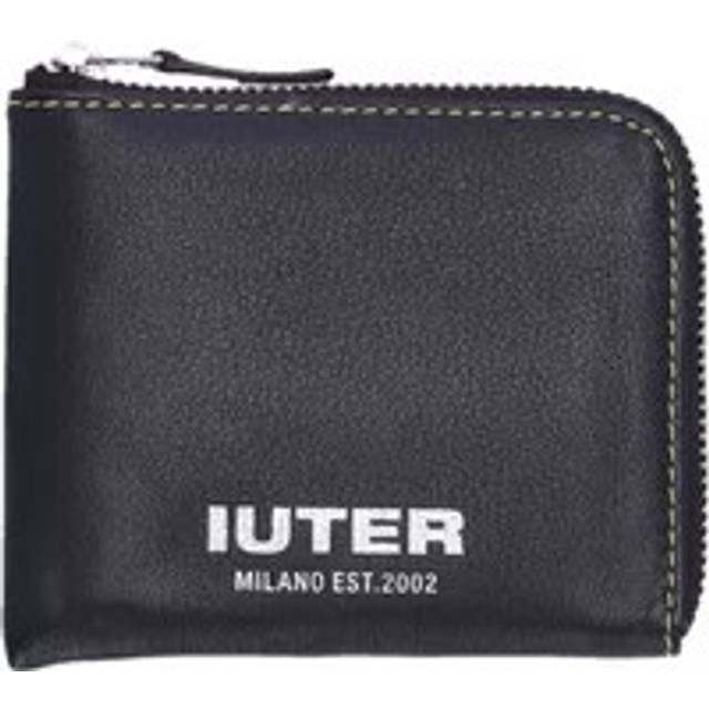 Iuter, Accessoarer, unisex, ONE Size, Läder, Svart Plånbok i Slät Läder med Dragkedja - black (ONE SIZE)