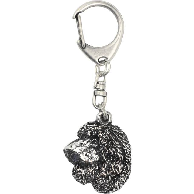 Irish Water Spaniel, Whiptail, Shannon Spaniel - Silver-plated key ring with dog, handbag decoration, backpack pendant by Art-Dog brand silver