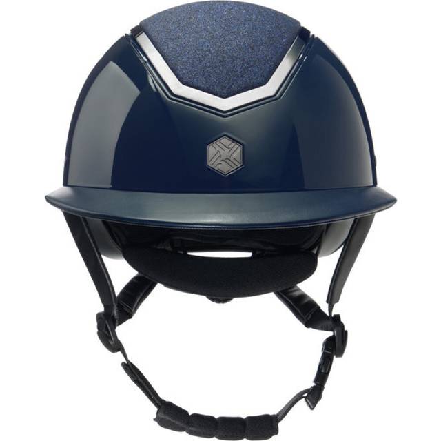 Charles Owen Kylo glittrande bred topp ridhatt - marinblå glans/tenn 58-61 cm