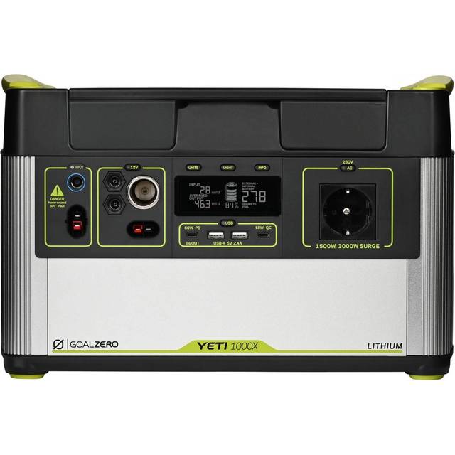 Goal Zero Yeti 1000X, Sort, Sølv, Universel, Litium Nickel Mangan Kobolt Oxid (LiNMC), DC, USB, 1045 Wh, 3500 W