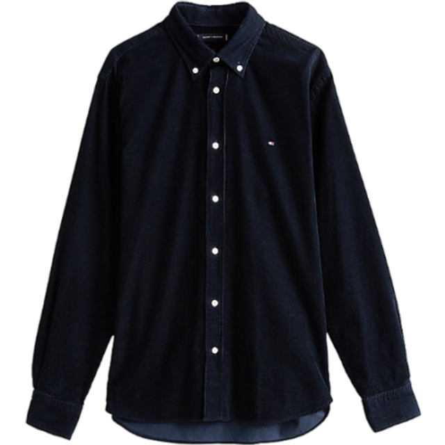 Cotton Needlecord Shirt - Navy Blue - M
