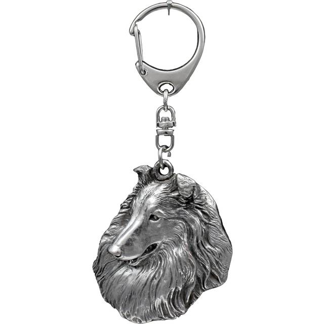 Collie Rough, Long-Haired Collie - Silver-plated key ring with dog, handbag decoration, backpack pendant by Art-Dog brand silver