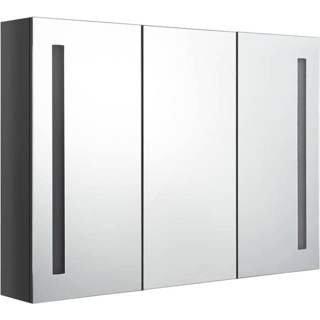 vidaXL LED Bathroom Mirror Cabinet 89x14x62 cm Shining Grey