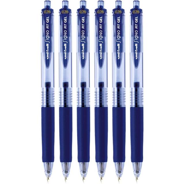Uni-Ball Signo Retractable Gel Pens  Ultra Micro Point  0.38mm  Blue  6 Count