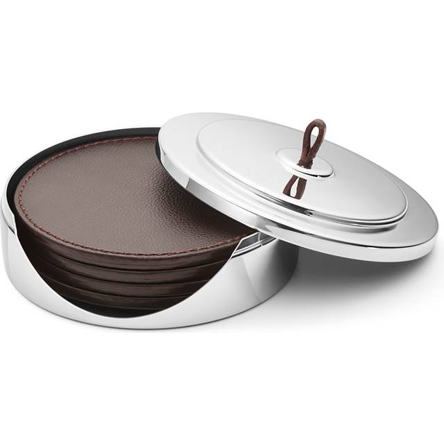 Georg Jensen Manhattan coaster 4-pack brownt leather