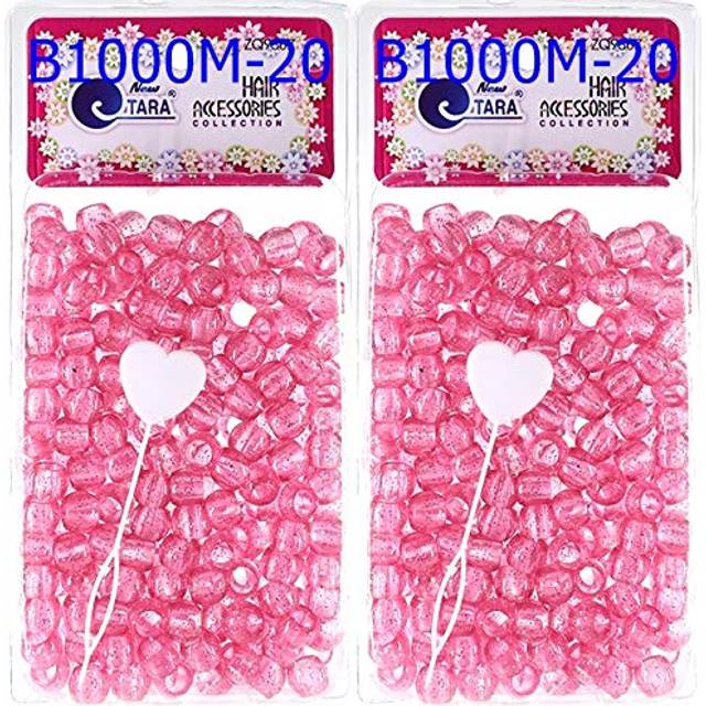 Tara Metallic Color 12 MM Plastic Beads For Braid Hair 240 Pieces In One Pack (Pack of 2  Pink)