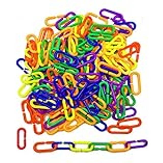 100 Pieces Plastic C-Clips Hooks Chain Links Rainbow C-Links Children's Learning Toys Small Pet Rat Parrot Bird Toy Cage