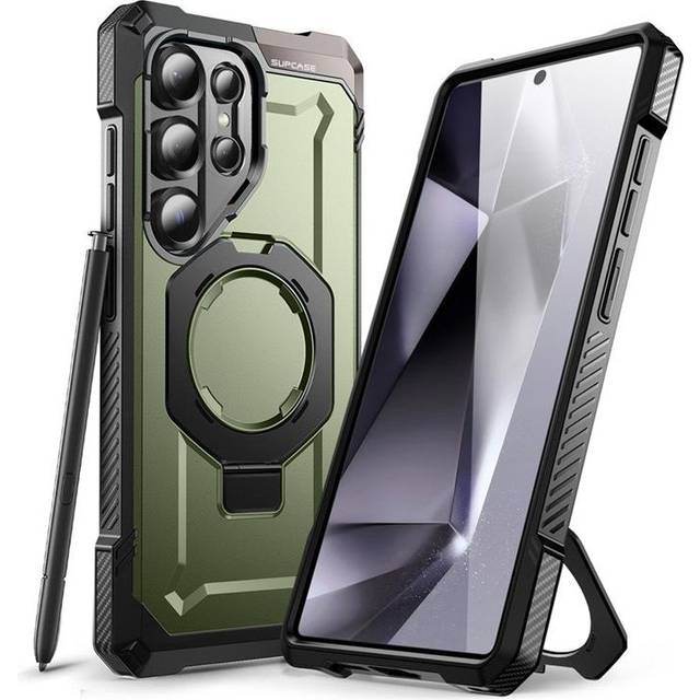 SUPCASE Magnetiskt Skyddsfodral för Samsung Galaxy S25 Ultra med Stativ, [S Pen Support] [MagSafe Kompatibelt] [Militärklassskydd] Fallsäkert Robust Skyddsfodral för S25 Ultra (Grön)